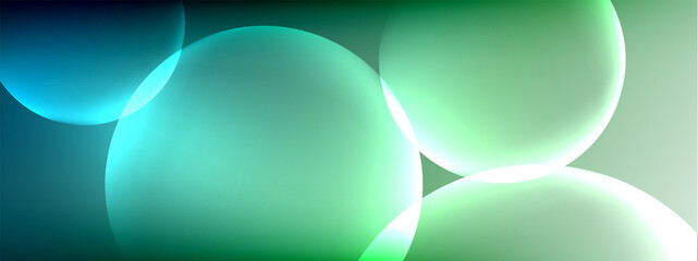 Vector abstract background liquid bubble circles on fluid gradient with shadows and light effects. Shiny design templates for text