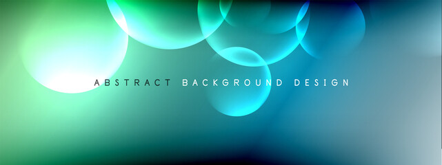 Vector abstract background liquid bubble circles on fluid gradient with shadows and light effects. Shiny design templates for text