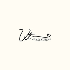 VT initials signature logo. Handwriting logo vector templates. Hand drawn Calligraphy lettering Vector illustration.

