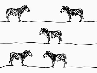 simple childish continuous lines zebra seamless pattern for background, wallpaper, texture, banner, label, cover, card etc to celebrate day like easter's day. vector design © Nitiwa