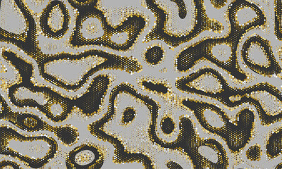Golden Seamless Color Vector Background. Ink Art Gold Repeated Repeat Graphic Marble. Copper Seamless Abstract Vector Wrapping. Seamless Monochrome  Ink Art