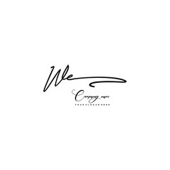 WE initials signature logo. Handwriting logo vector templates. Hand drawn Calligraphy lettering Vector illustration.
