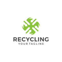 Recycle logo or icon template vector design illustration 
