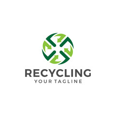 Recycle logo or icon template vector design illustration 
