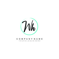 WH initials signature logo. Handwriting logo vector templates. Hand drawn Calligraphy lettering Vector illustration.
