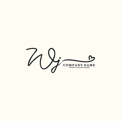 WJ initials signature logo. Handwriting logo vector templates. Hand drawn Calligraphy lettering Vector illustration.
