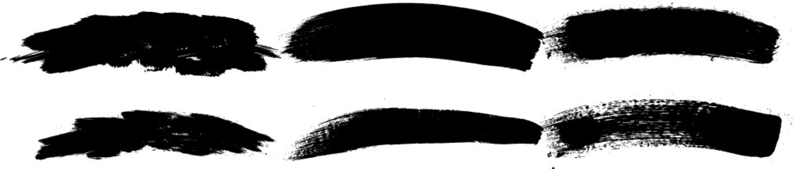 Grunge Paint Roller . Vector brush Stroke . Distressed banner . Black stripes isolated. paintbrush collection . Modern Textured shape . Dry border in Black . Bulge lines