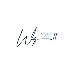 WQ initials signature logo. Handwriting logo vector templates. Hand drawn Calligraphy lettering Vector illustration.
