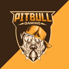 Pitbull Mascot Logo. Perfect for gaming logo, twitch, streamer, t-shirt design, merchandise, etc