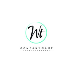 WT initials signature logo. Handwriting logo vector templates. Hand drawn Calligraphy lettering Vector illustration.
