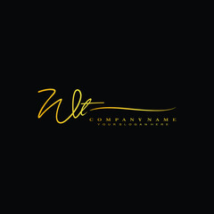 Obraz premium WT initials signature logo. Handwriting logo vector templates. Hand drawn Calligraphy lettering Vector illustration. 
