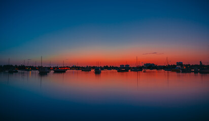 Fototapeta na wymiar sunrise at the marina florida boat miami sunset nature 