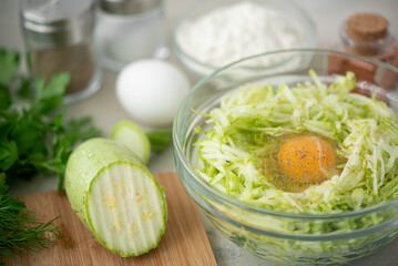Ingredients for making zucchini fritters
