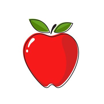 isolated red apple cartoon element for logo, icon, or any usage. vector design.