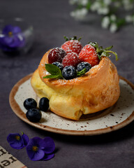 dessert with cottage cheese and berries