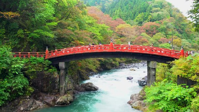 Shinkyo Bridge in autumn season, Nikko, Japan