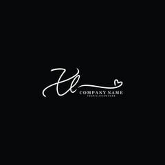 XL initials signature logo. Handwriting logo vector templates. Hand drawn Calligraphy lettering Vector illustration.
