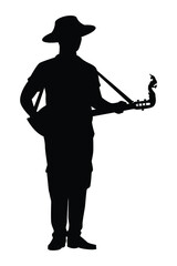 A musician with mandarin silhouette vector