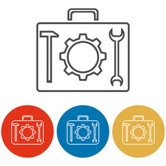 Suitcase for tools. Tool case icon isolated on white background. Vector illustration.