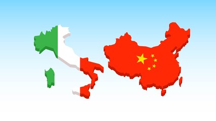 Map of Italy and China.
