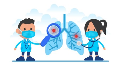 Scientists and doctors study Coronavirus and its effect on the human body. Human lungs. 