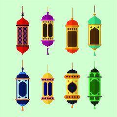 Fototapeta na wymiar Set of arabic lantern vector design