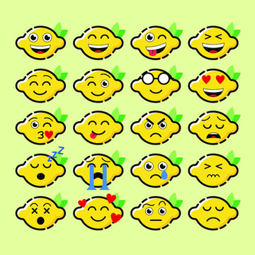 Cute lemon emoticons vector design