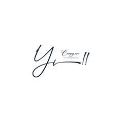 YI initials signature logo. Handwriting logo vector templates. Hand drawn Calligraphy lettering Vector illustration.
