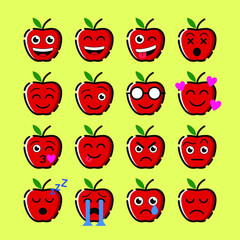 Cute Red Apple Emoticon Vector Design