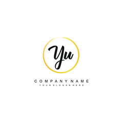 YU initials signature logo. Handwriting logo vector templates. Hand drawn Calligraphy lettering Vector illustration.
