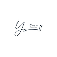 YU initials signature logo. Handwriting logo vector templates. Hand drawn Calligraphy lettering Vector illustration.
