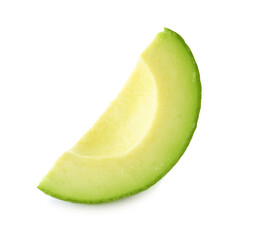 Slice of ripe avocado isolated on white
