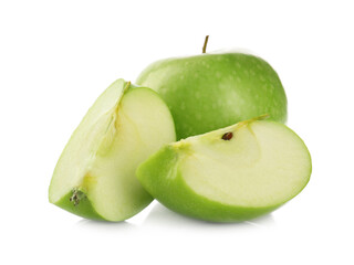 Fresh juicy green apples isolated on white