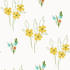 Flowers seamless pattern. Botanical illustration.Design for banner , card and scrapbook.white