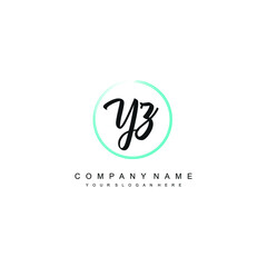 YZ initials signature logo. Handwriting logo vector templates. Hand drawn Calligraphy lettering Vector illustration.
