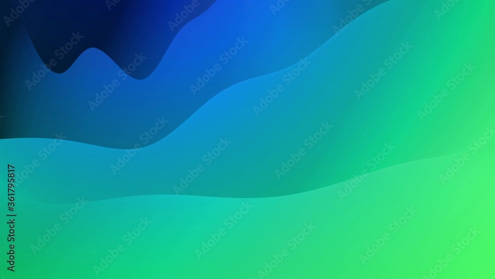 Aufkleber abstract looped 4k bg, surface with waves. liquid blue green gradient of paint with internal glow fo