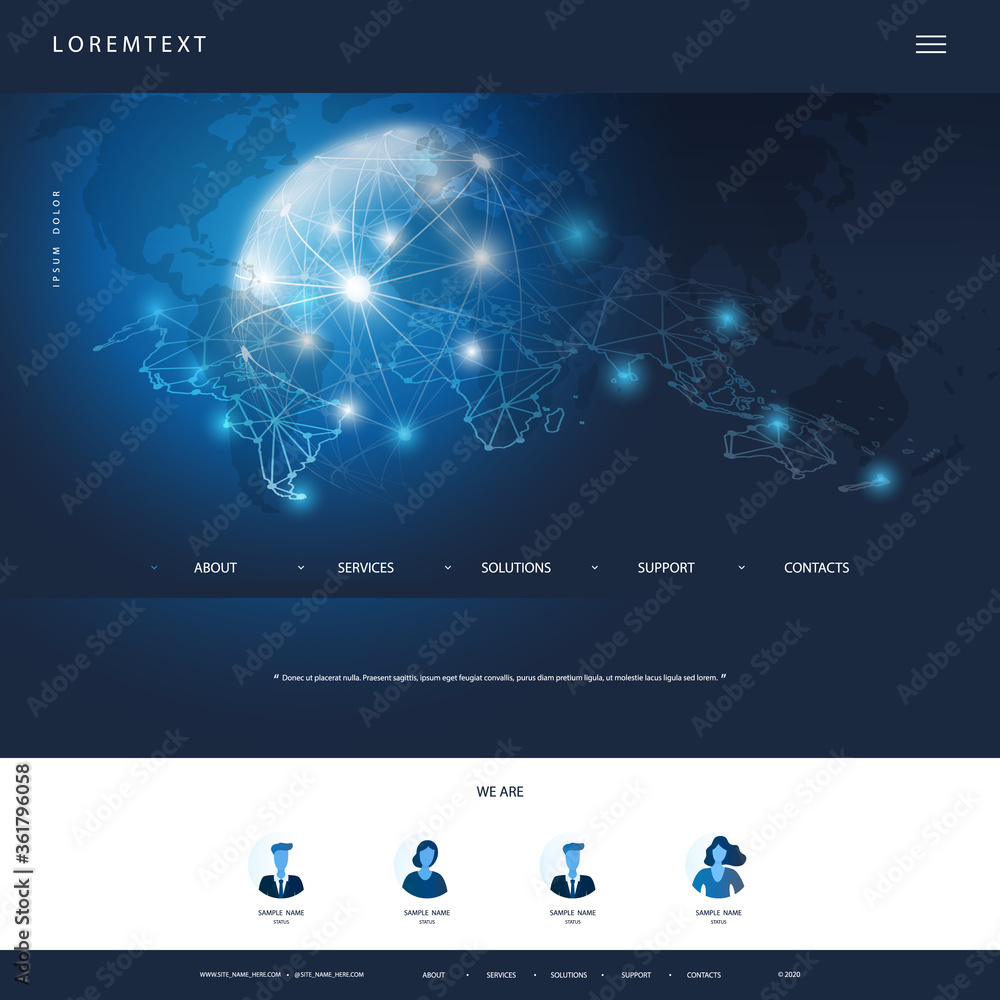 Poster technology website design template for your business - cloud computing, telecommunications, global n