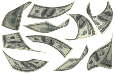 Dollar, Paper Money Set, American Banknote, Flying Money, 3D Render