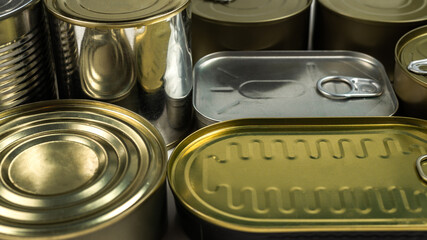 Mix of cans isolated on white background.