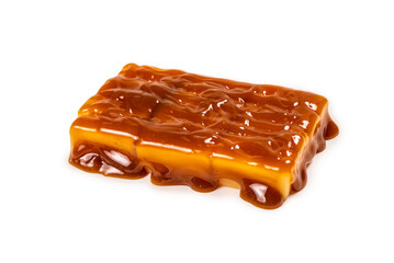 Tasty caramel candy isolated on white background.