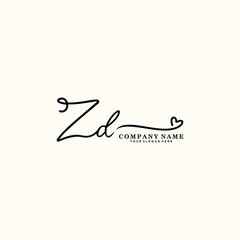ZD initials signature logo. Handwriting logo vector templates. Hand drawn Calligraphy lettering Vector illustration.
