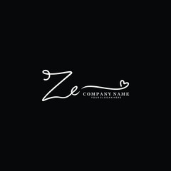 ZE initials signature logo. Handwriting logo vector templates. Hand drawn Calligraphy lettering Vector illustration.
