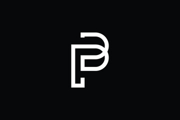 Minimal elegant monogram art logo. Outstanding professional trendy awesome artistic P PB BP initial based Alphabet icon logo. Premium Business logo White color on black background
