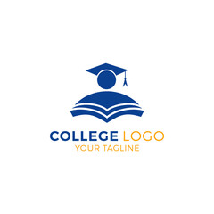College logo design template. Vector illustration of icon