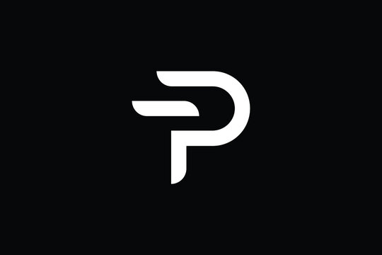 Minimal elegant monogram art logo. Outstanding professional trendy awesome artistic P PT TP initial based Alphabet icon logo. Premium Business logo White color on black background