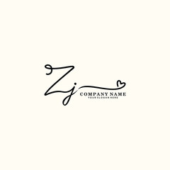 ZJ initials signature logo. Handwriting logo vector templates. Hand drawn Calligraphy lettering Vector illustration.
