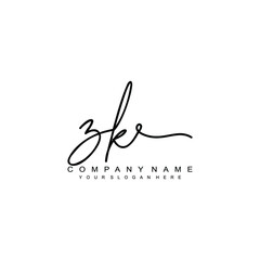 ZK initials signature logo. Handwriting logo vector templates. Hand drawn Calligraphy lettering Vector illustration.
