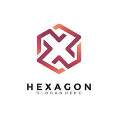 Letter X for abstract hexagon logo vector. Cube logo. Creative geometric logo design concept.