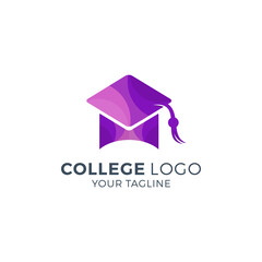 College logo design template. Vector illustration of icon