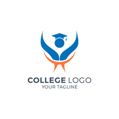 College logo design template. Vector illustration of icon